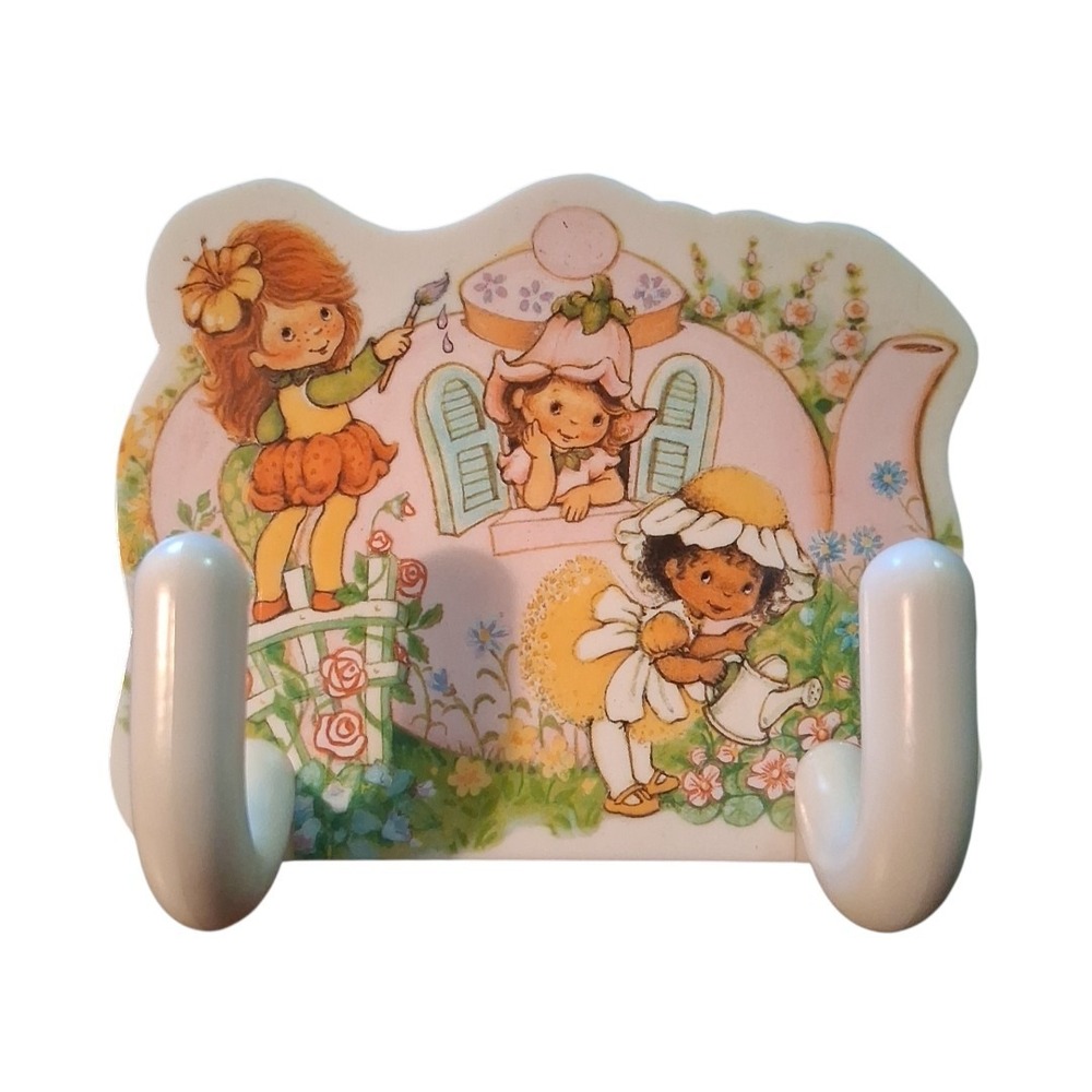 Vtg Little Blossom and Friends Plastic Double Hook Wall Hanger 5x4 Avon NOB READ